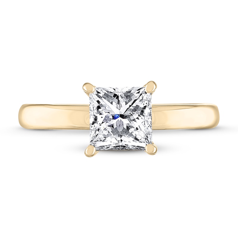 THE LEO Artisan Diamond Solitaire Engagement Ring 1-1/2 ct tw Princess-cut Yellow Gold Plated