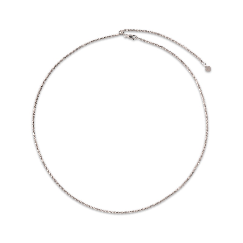 Diamond-Cut Semi-Solid Rope Chain Necklace 2.1mm White Gold Plated 24