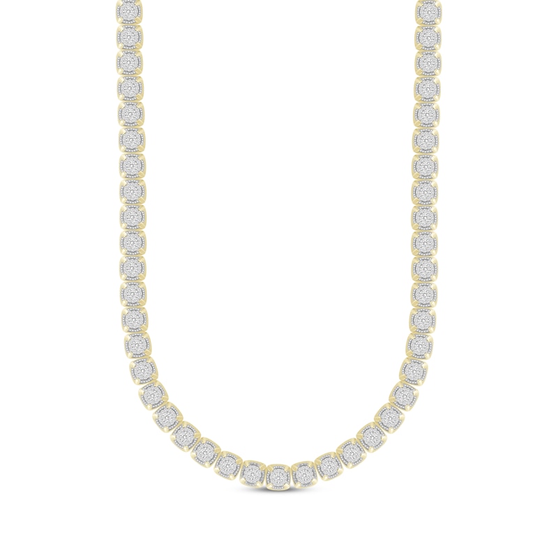 Men's Multi-Diamond Cupped Link Necklace 3-1/2 ct tw Yellow Gold Plated 20