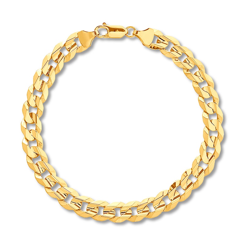 Solid Cuban Link Bracelet 5.0mm Yellow Gold Plated 8.5