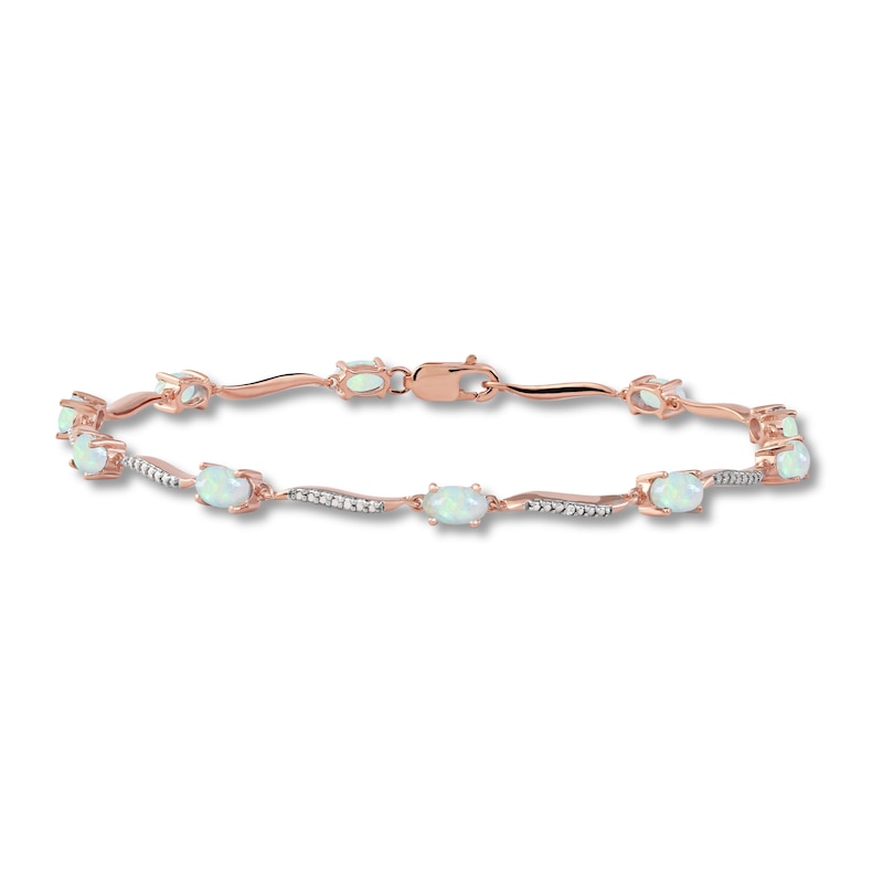 Ethiopian Opal & Diamond Bracelet Rose Gold Plated 7.25