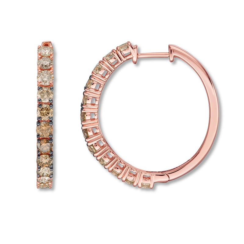 Le Vian Ombre Hoop Earrings 2 cttw Diamonds Strawberry Gold Plated