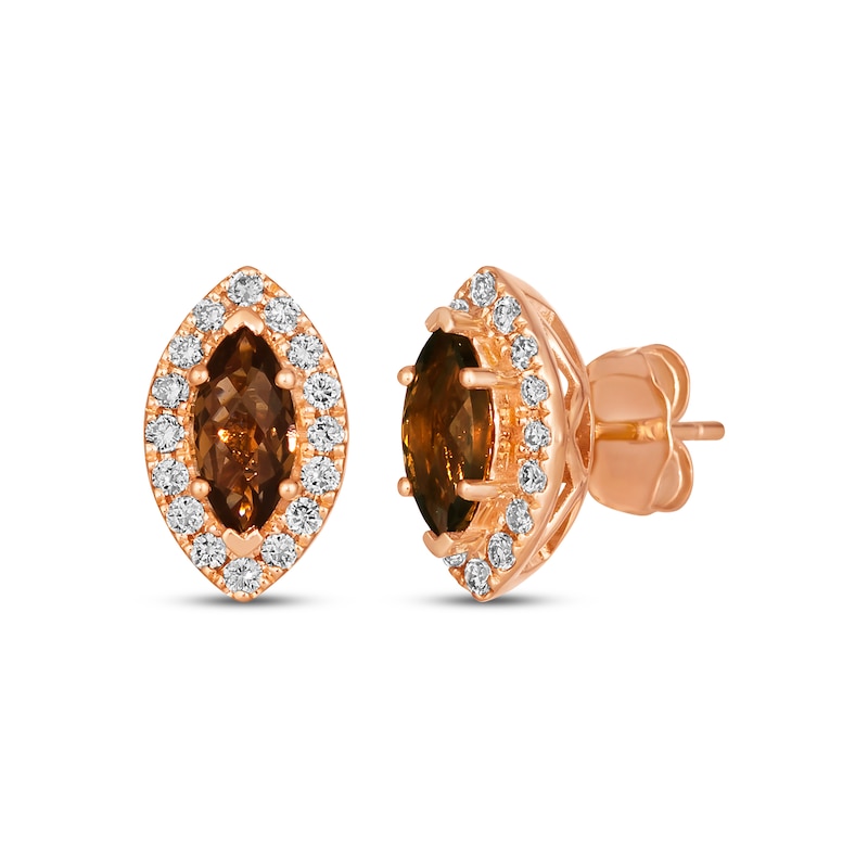 Le Vian Chocolate Quartz Earrings 1/3 ct tw Diamonds Strawberry Gold Plated