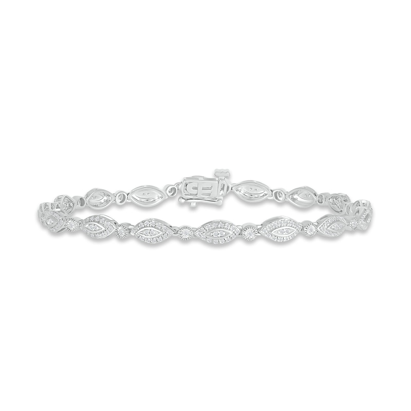 Diamond Marquise Line Bracelet 1/2 ct tw Round-cut White Gold Plated 7.25
