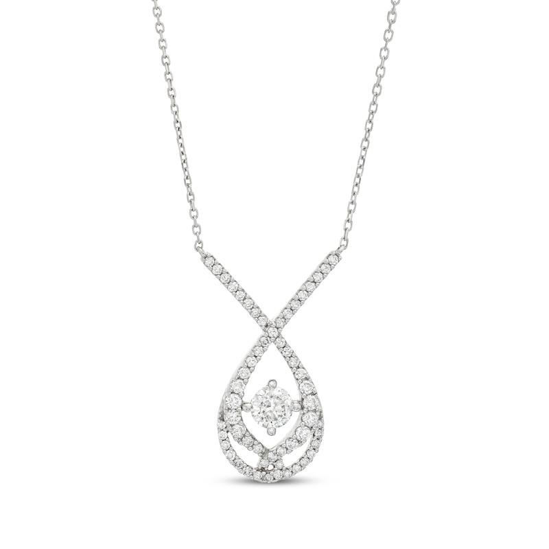 Love Entwined Diamond Necklace 1 ct tw Round-cut White Gold Plated 18