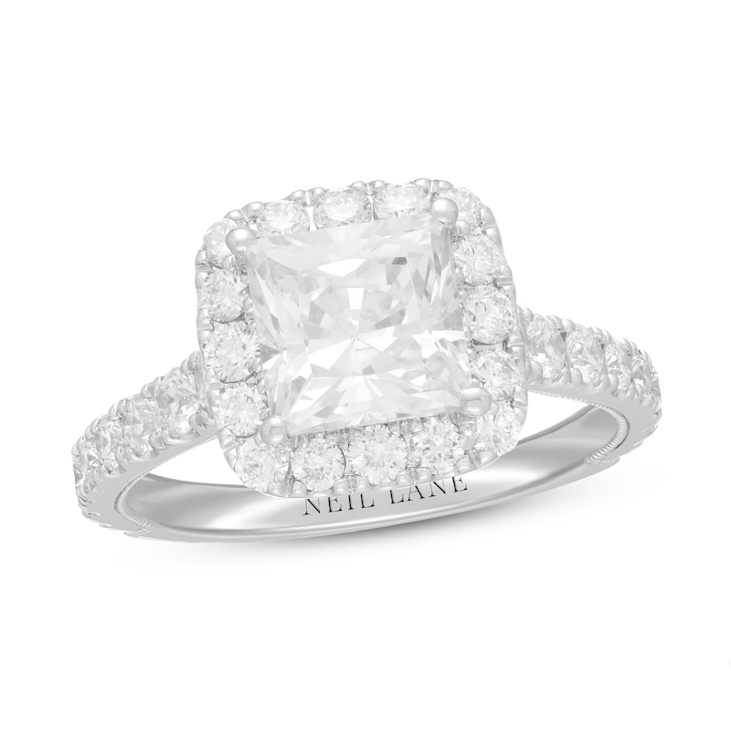 Neil Lane Diamond Engagement Ring 3 ct tw Princess/Round White Gold Plated