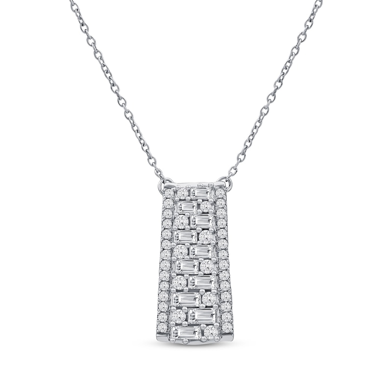 Lab-Created Diamonds by Baguette & Round-Cut Ladder Necklace 5/8 ct tw White Gold Plated 18