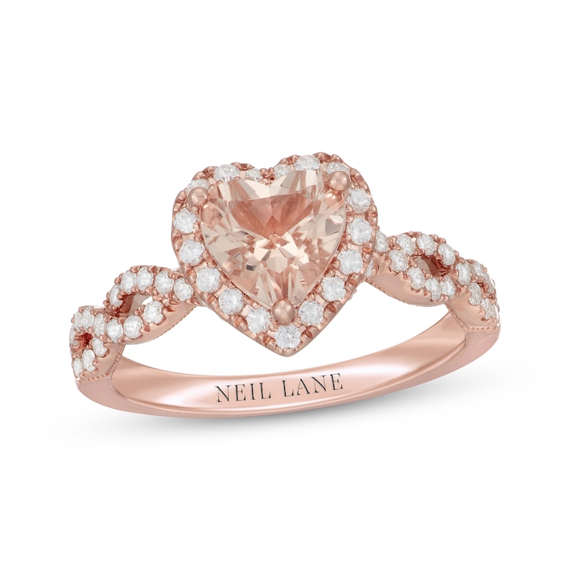 Neil Lane Heart-Shaped Morganite Engagement Ring 1/2 ct tw Diamonds Rose Gold Plated