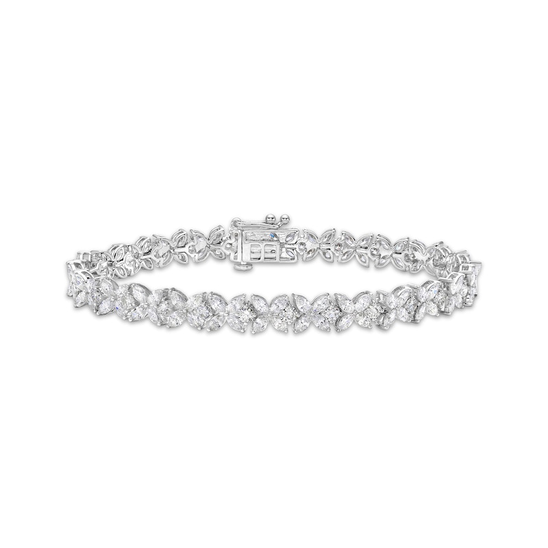 Marquise & Round-Cut Diamond Flower Tennis Bracelet 7 ct tw White Gold Plated 7