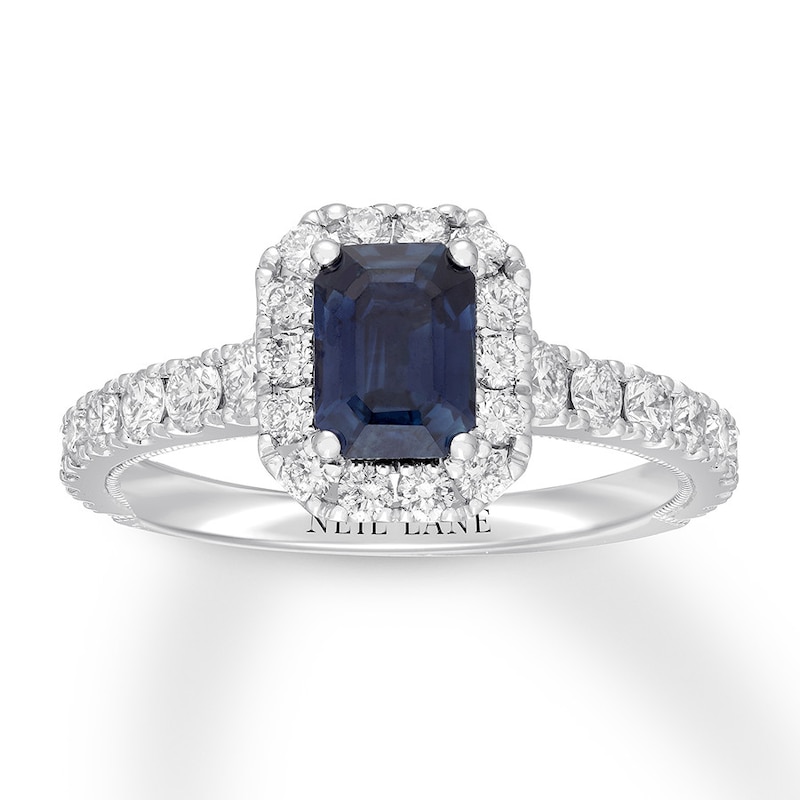 Neil Lane Emerald-cut Sapphire Engagement Ring 1 ct tw Diamonds Gold Plated