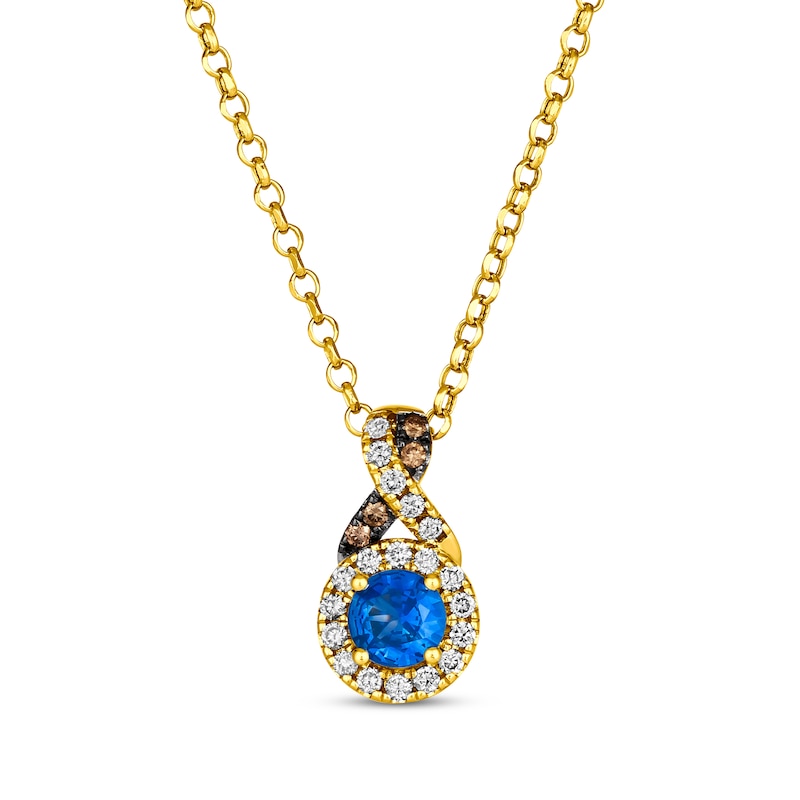 Le Vian Chocolate Twist Sapphire Necklace 1/6 ct tw Diamonds Honey Gold Plated 19”