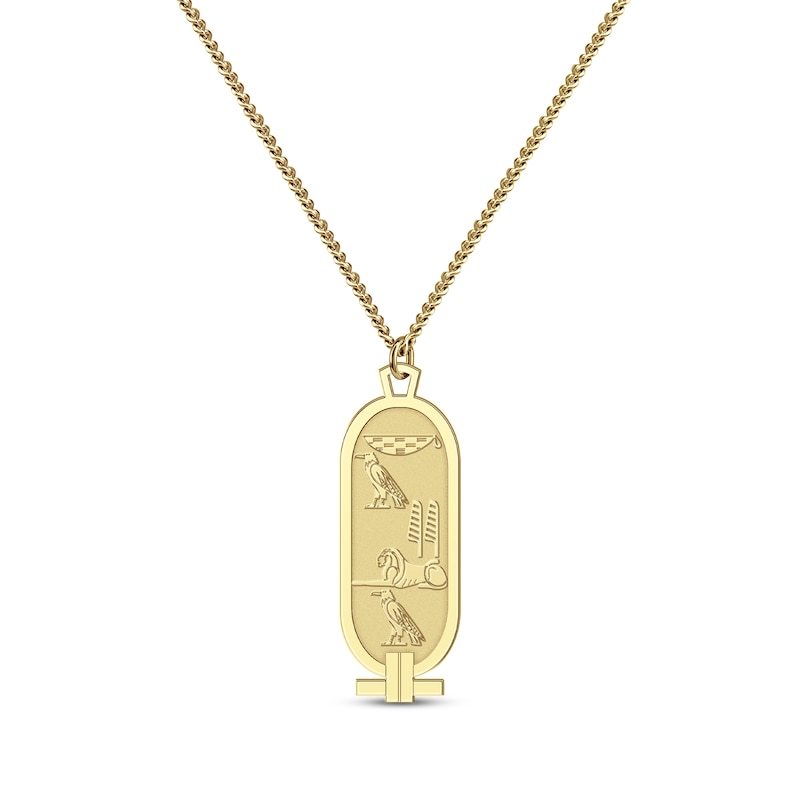 Cartouche Hieroglyph Name Necklace Yellow Gold Plated 22