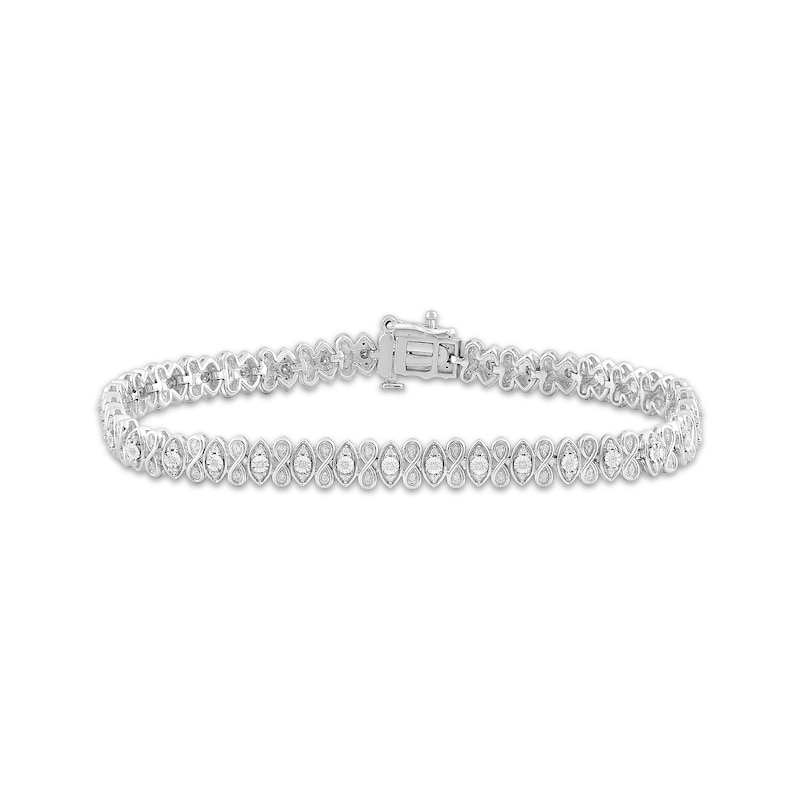 Diamond Infinity & Marquise Link Tennis Bracelet 1/4 ct tw Silver Plated 7.25