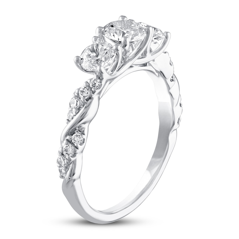 THE LEO Diamond Three-Stone Engagement Ring 1-1/8 ct tw Round-cut White Gold Plated