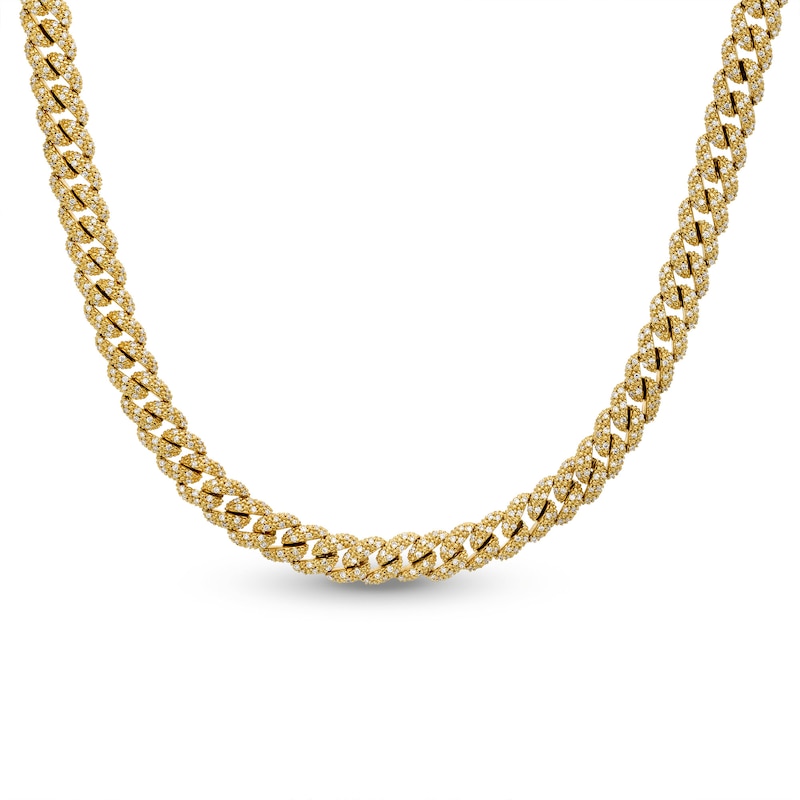 Diamond Curb Chain Necklace 3-1/3 ct tw Yellow Gold Plated 18”