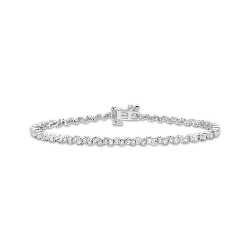 Diamond Staggered Line Tennis Bracelet 2 ct tw White Gold Plated 7