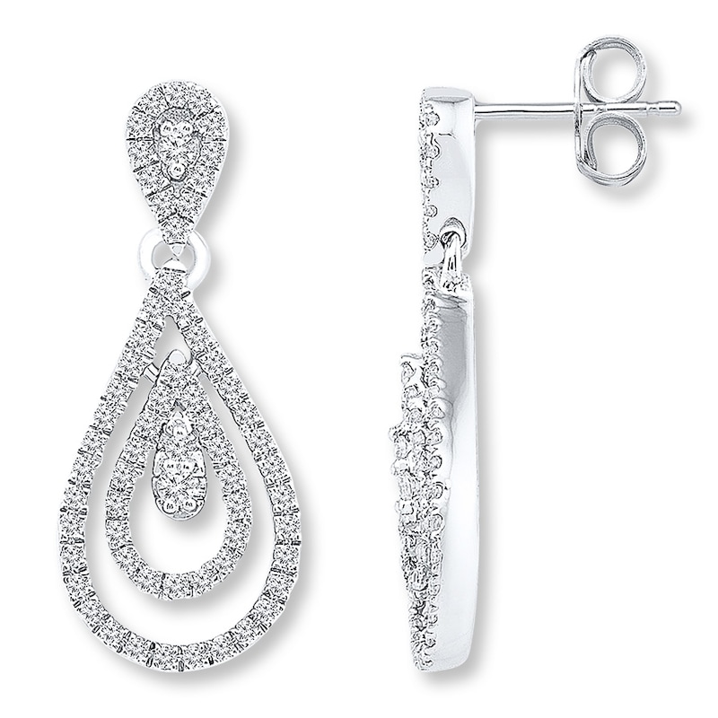 Diamond Earrings 3/4 ct tw Round-cut White Gold Plated