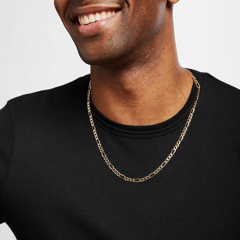 Solid Figaro Necklace Yellow Gold Plated 24