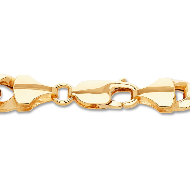 Hollow Cuban Curb Chain Bracelet Yellow Gold Plated 8.5