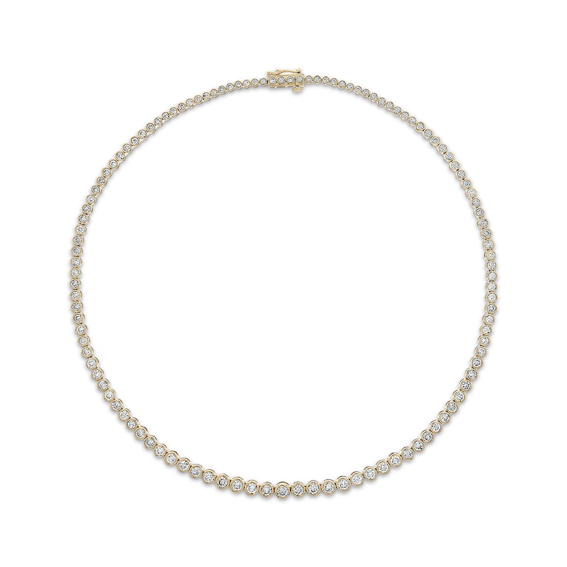 Diamond Graduated Bezel Choker Necklace 8-1/4 ct tw Yellow Gold Plated 16