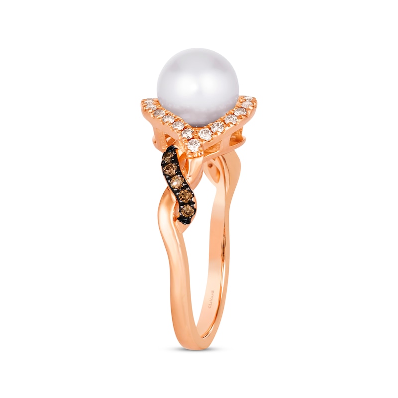 Le Vian Cultured Pearl Ring 1/4 ct tw Diamonds Strawberry Gold Plated