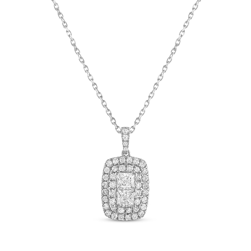 Forever Connected Diamond Necklace 1/2 ct tw Princess & Round-cut White Gold Plated 18