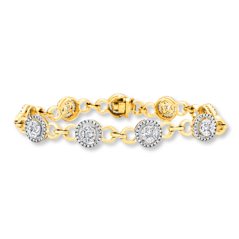 Diamond Bracelet 3 Carat tw Yellow Gold Plated