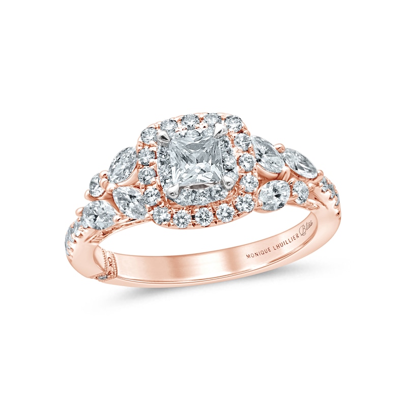 Monique Lhuilllier Bliss Diamond Engagement Ring 1-1/6 ct tw Princess, Marquise & Round-cut Two-Tone Gold Plated