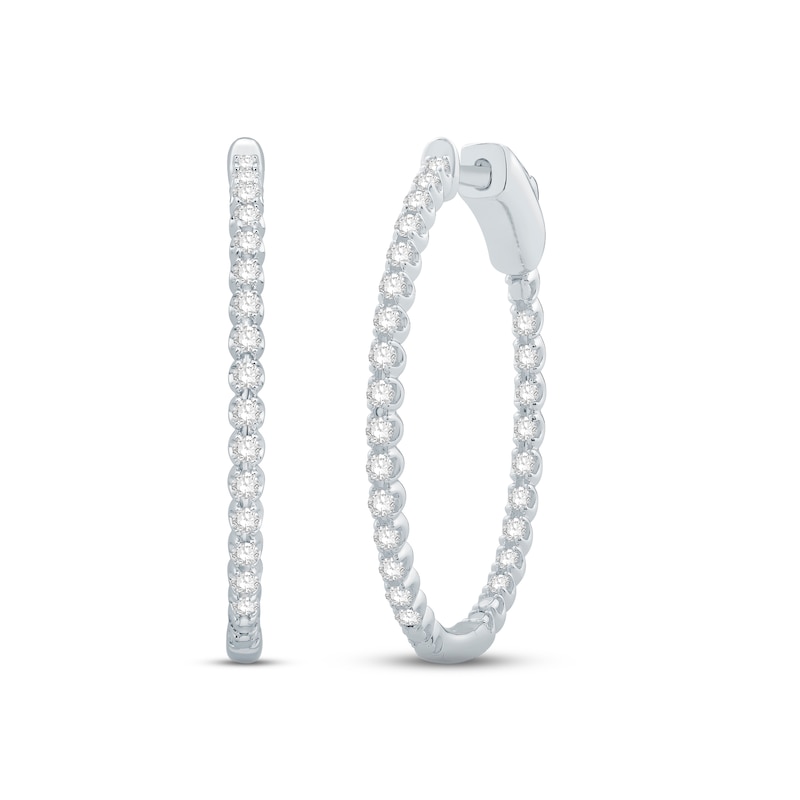 Diamond Hoop Earrings 1/2 ct tw Round-cut White Gold Plated