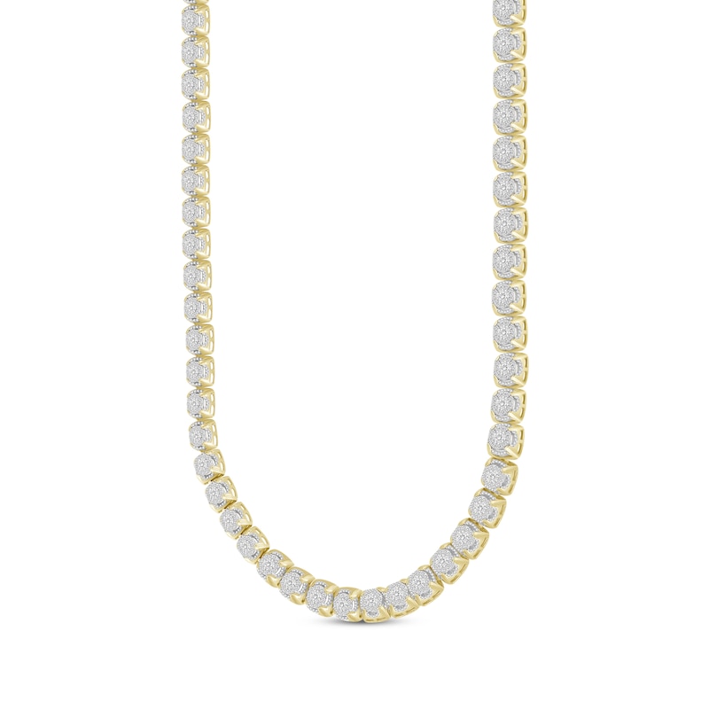 Men's Multi-Diamond Cupped Link Necklace 3-1/2 ct tw Yellow Gold Plated 20