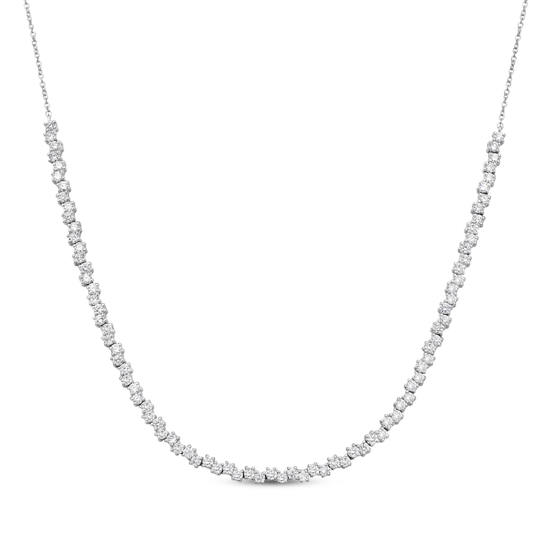 Diamond Staggered Choker Necklace 2 ct tw White Gold Plated 16