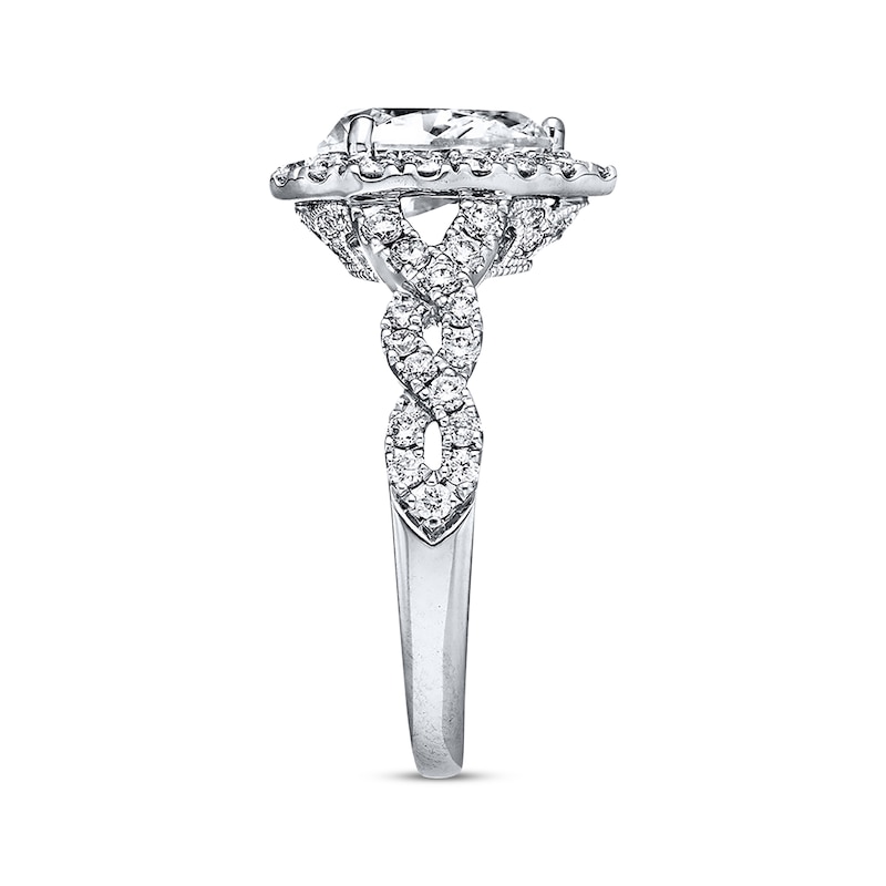 Neil Lane Diamond Engagement Ring 2-1/8 ct tw Pear & Round-cut White Gold Plated