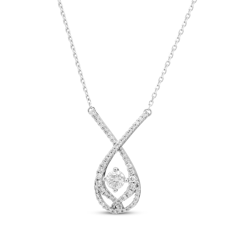 Love Entwined Diamond Necklace 1/2 ct tw Round-cut White Gold Plated 18