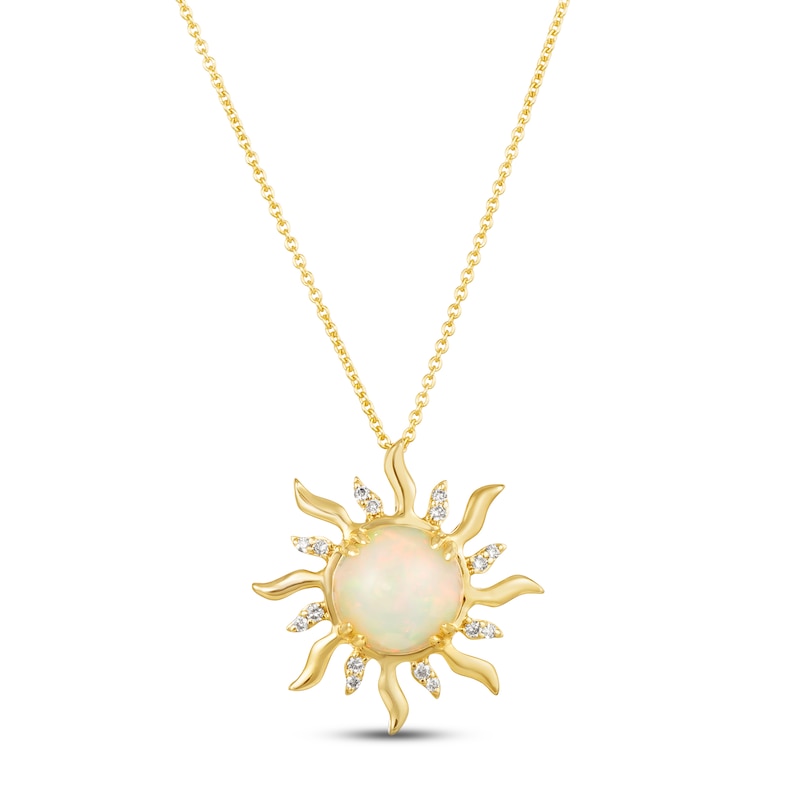 Le Vian Opal Sun Necklace 1/15 ct tw Diamonds Honey Gold Plated 18