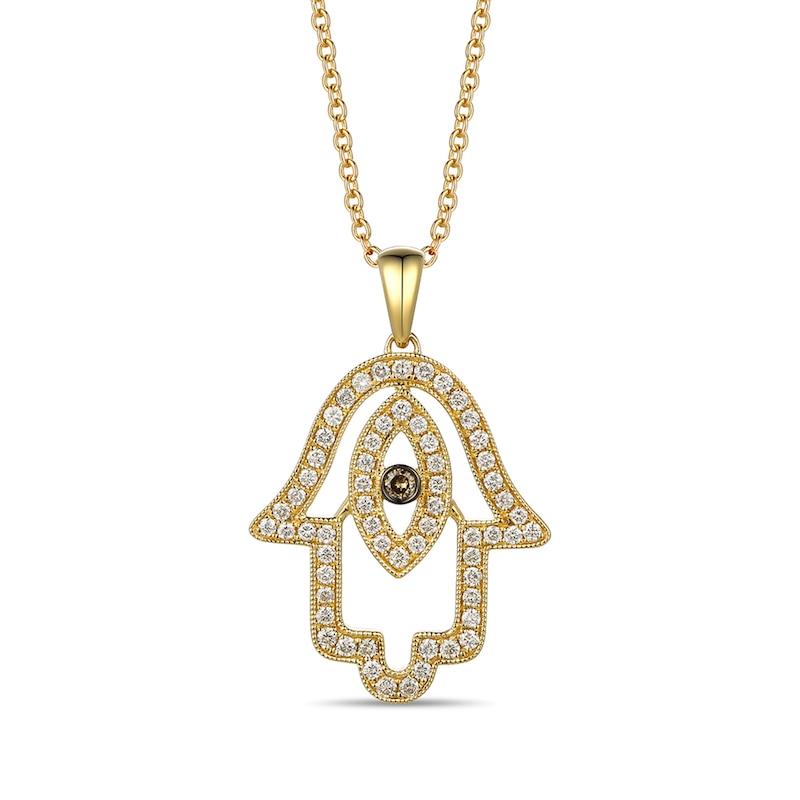 Le Vian Diamond Hamsa Necklace 1/2 ct tw Honey Gold Plated 18