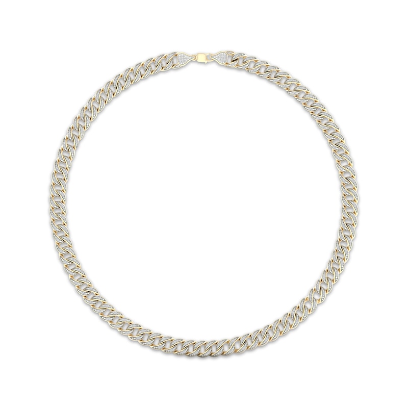 Men's Cuban Curb Chain Necklace 6 ct tw Diamonds Yellow Gold Plated 22