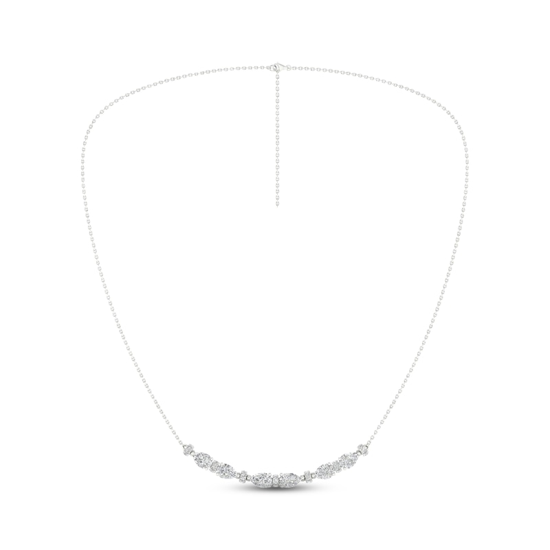 Diamond Smile Necklace 3 ct tw Pear & Round-cut White Gold Plated 18