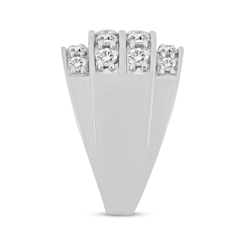 Men's Diamond Four-Row Angled Ring 3 ct tw White Gold Plated