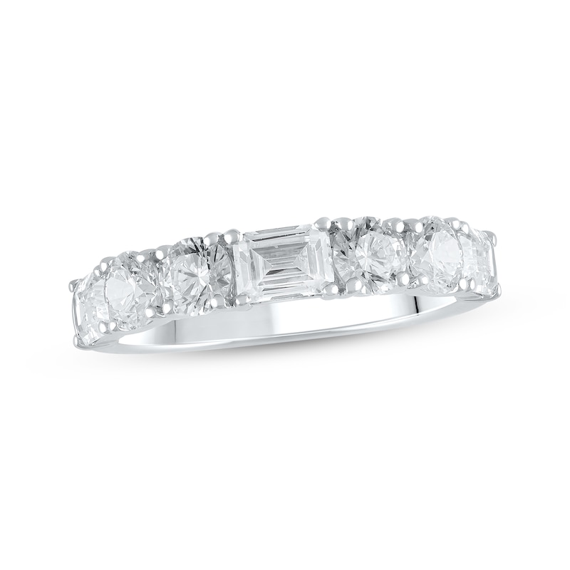 Lab-Created Diamonds by Emerald & Round-Cut Anniversary Band 2 ct tw White Gold Plated