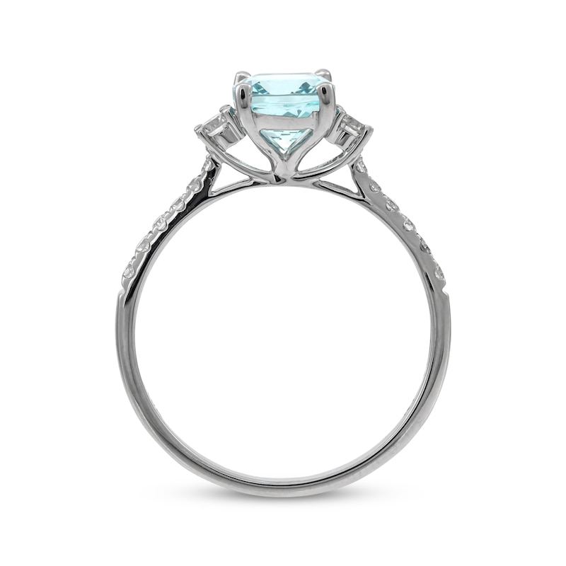 Cushion-Cut Aquamarine & Round-Cut Diamond Ring 1/4 ct tw White Gold Plated