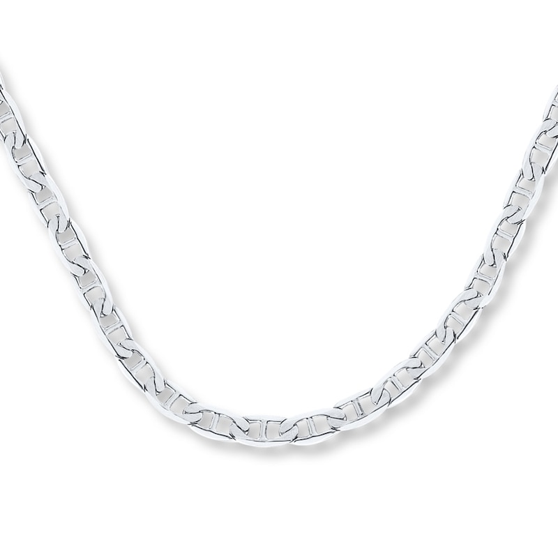 Solid Mariner Chain Necklace White Gold Plated 22