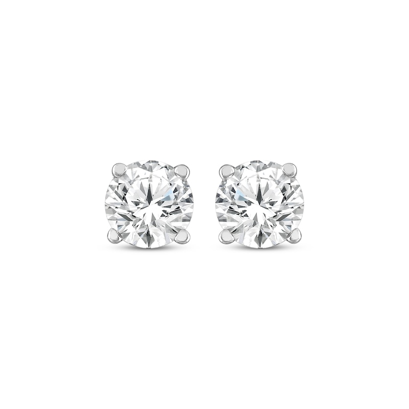 Solitaire Diamond Earrings 3/4 ct tw Round-cut White Gold Plated