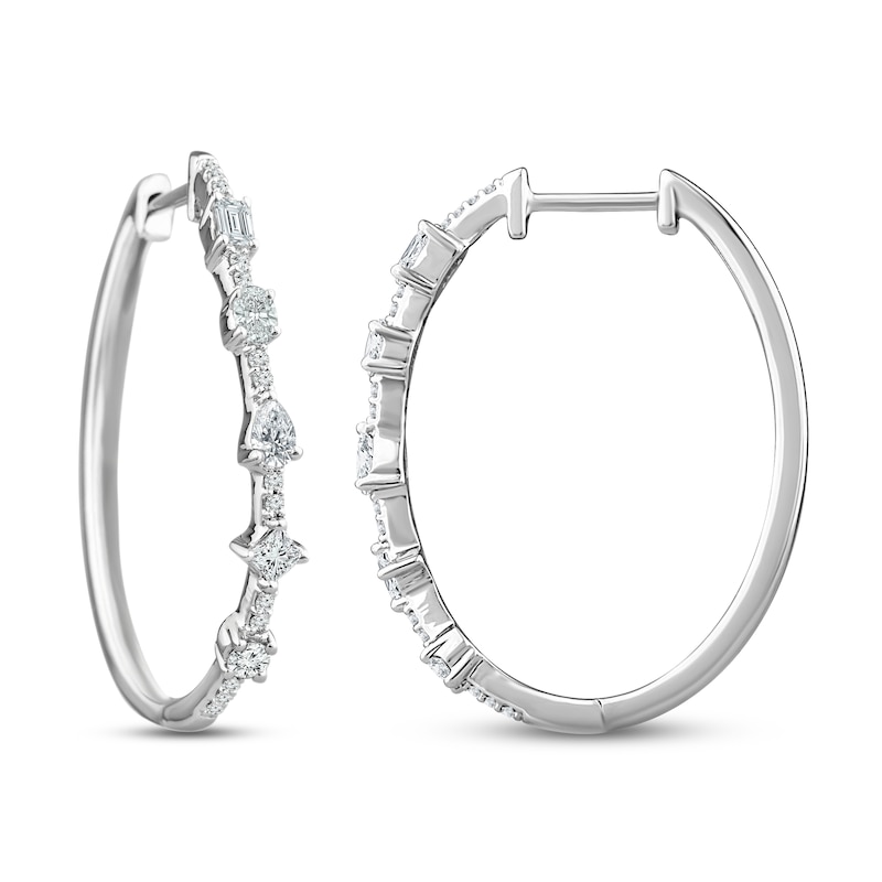 Everything You Are Diamond Hoop Earrings 3/4 ct tw White Gold Plated