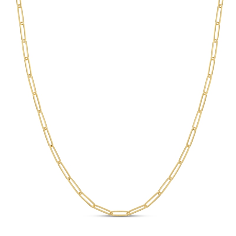Solid Link Chain Necklace Yellow Gold Plated 18