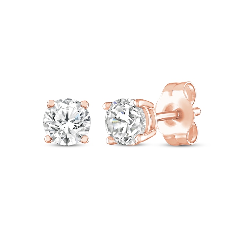 Round-Cut Diamond Solitaire Stud Earrings 1/2 ct tw Rose Gold Plated