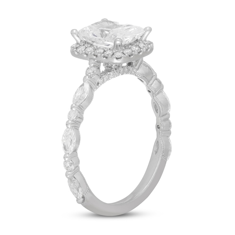 Neil Lane Premiere Diamond Engagement Ring 2-1/4 ct tw Radiant/Round/Marquise White Gold Plated