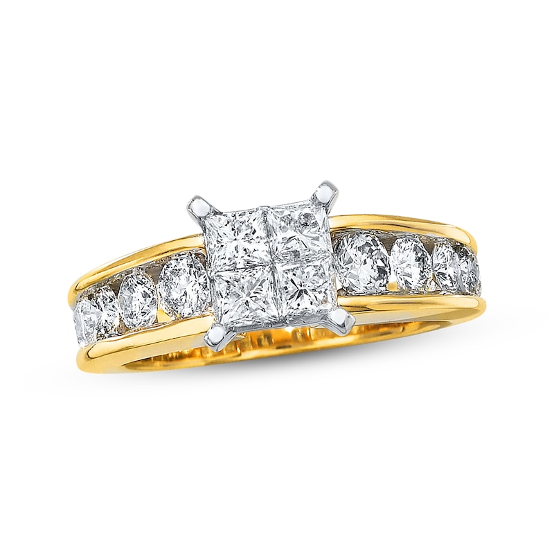 Princess-Cut Diamond Engagement Ring 1-3/4 carats tw Yellow Gold Plated
