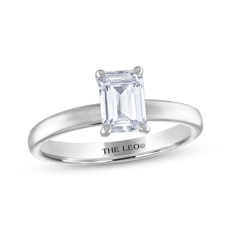 THE LEO Diamond Emerald-Cut Solitaire Engagement Ring 1 ct tw White Gold Plated