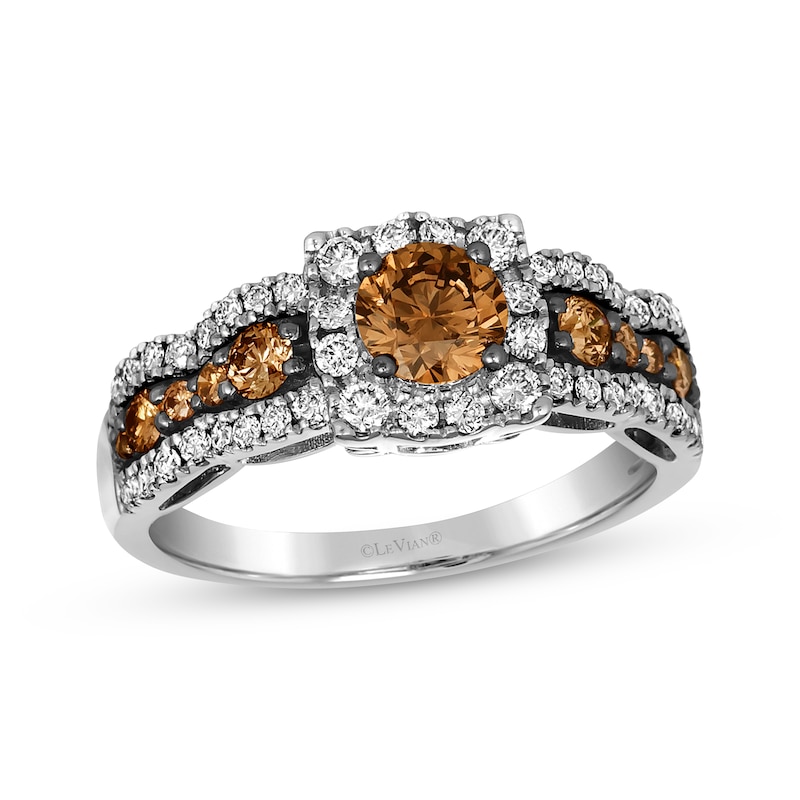 Le Vian Chocolate Waterfall Diamond Ring 1-1/5 ct tw Vanilla Gold Plated