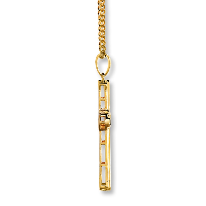 Men's Cross Necklace 1/2 ct tw Diamonds Yellow Gold Plated